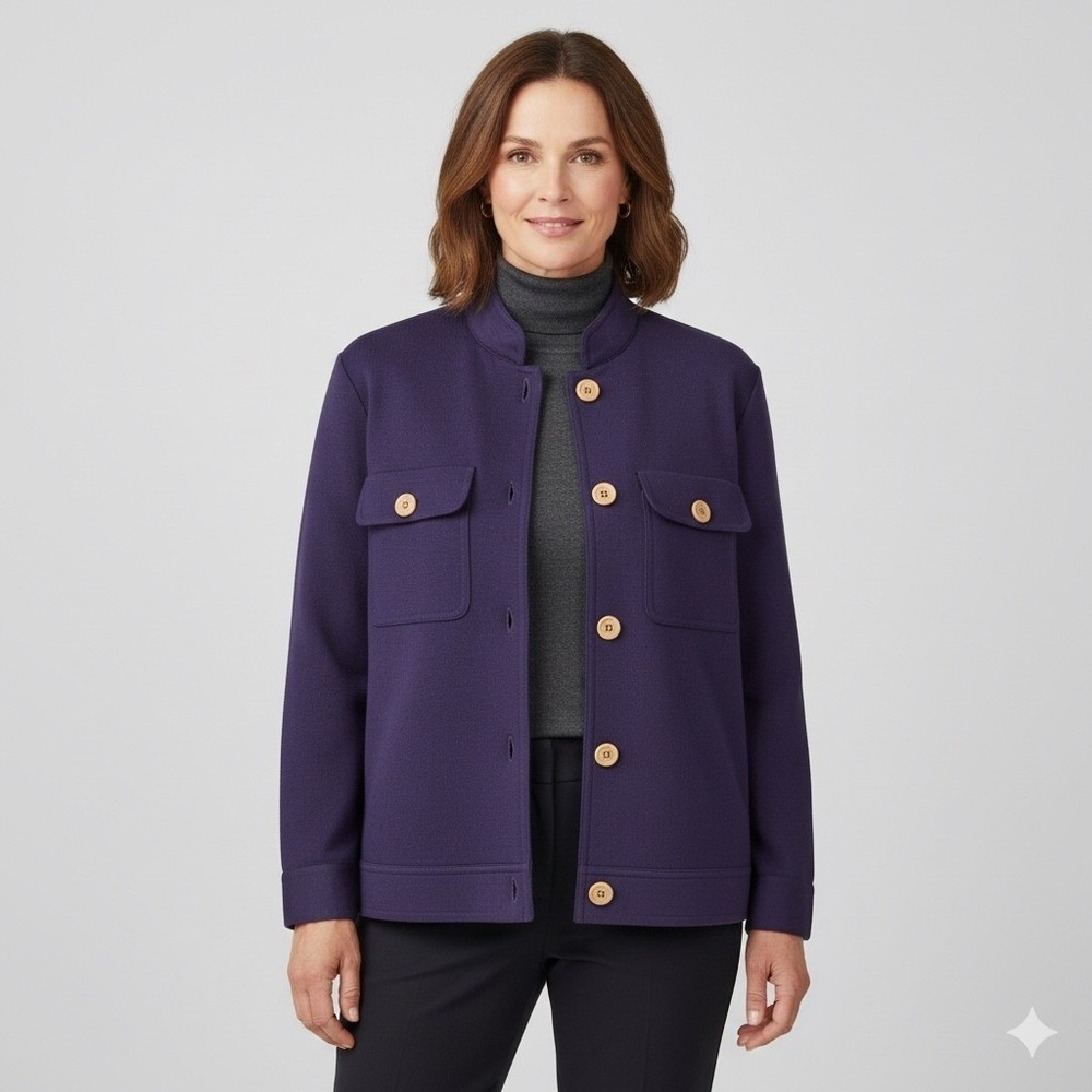Liz Claiborne Womens Size Small Knit Jacket Purple Large Button Business Career